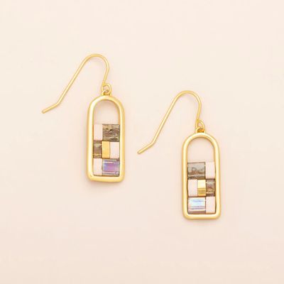 Miyuki Frame Earring Blush Topaz Gold