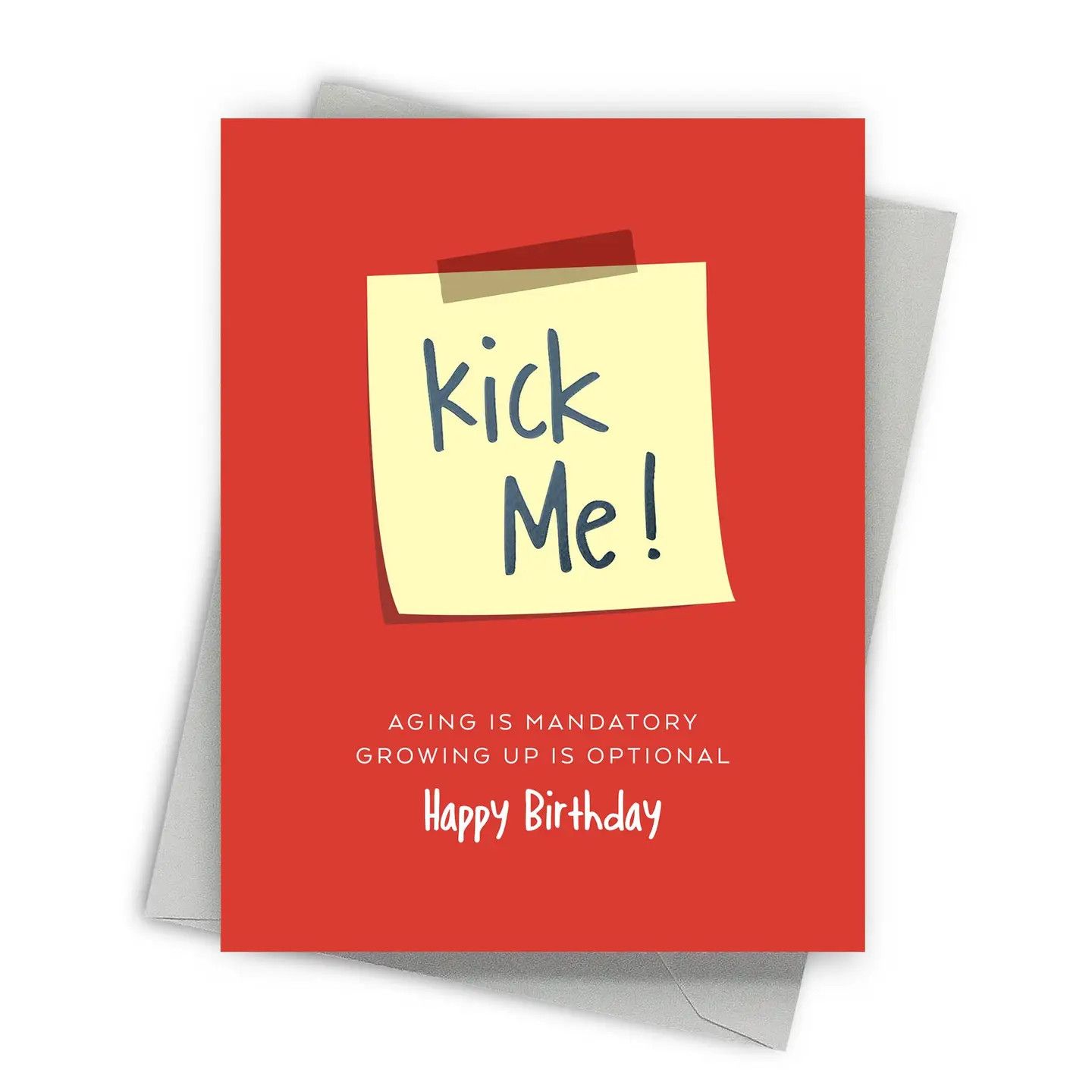 Kick Me Sticky Note – Funny Foil-Pressed Birthday Card
