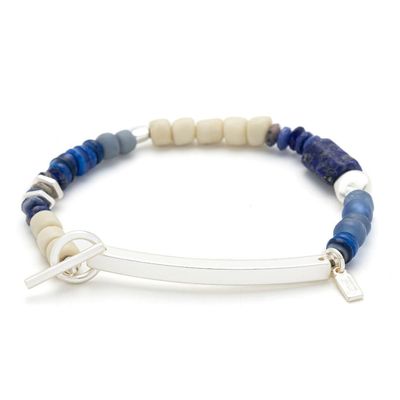 Hidden Message Bracelet Brave AF Lapis Silver