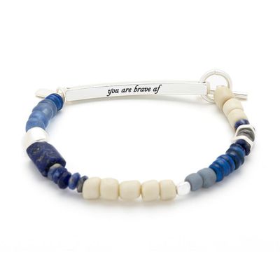 Hidden Message Bracelet Brave AF Lapis Silver