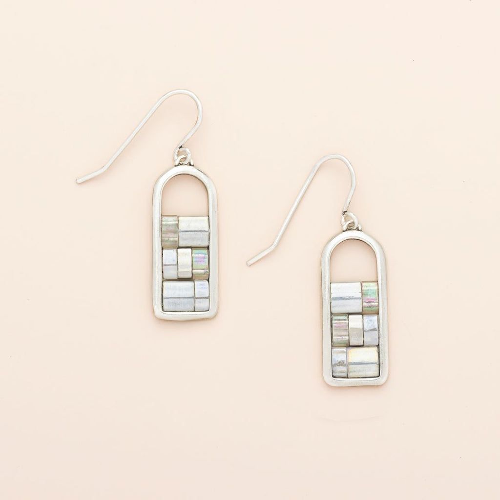Miyuki Frame Earring Frost Silver