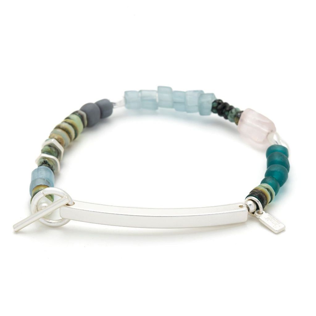 Hidden Message Bracelet Boss B_tch Rose Quartz Silver