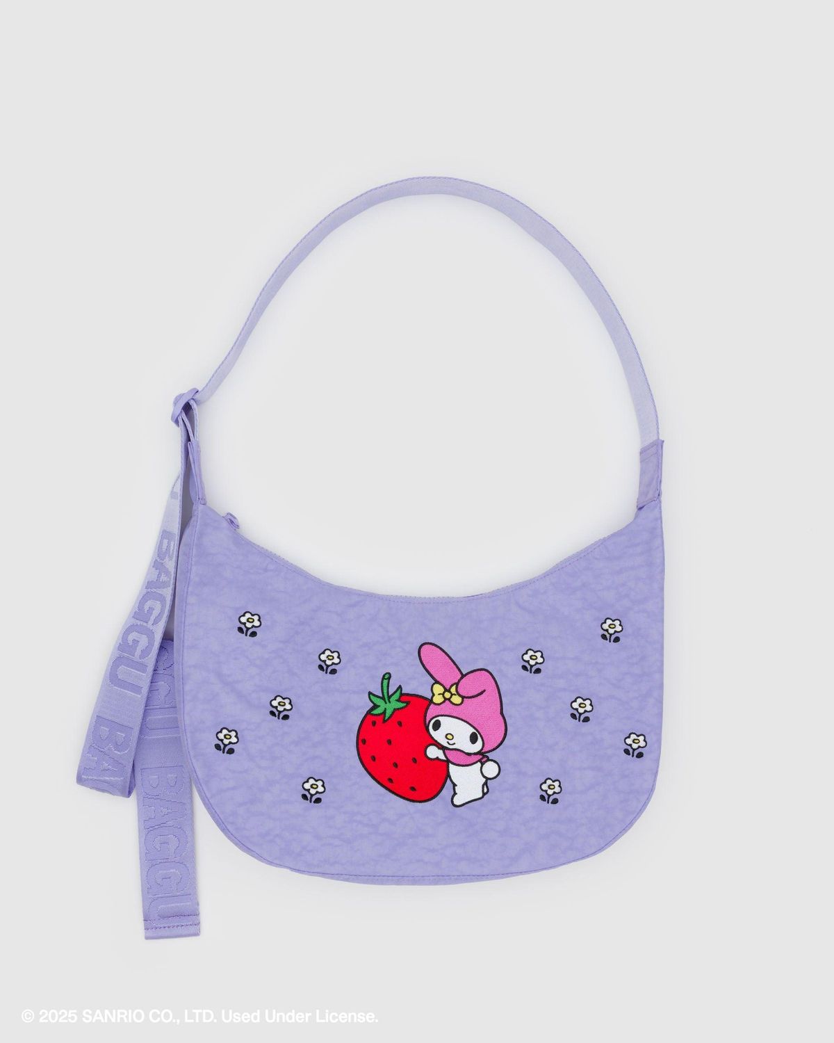Baggu Medium Nylon Crescent Bag Embroidered My Melody Strawberry