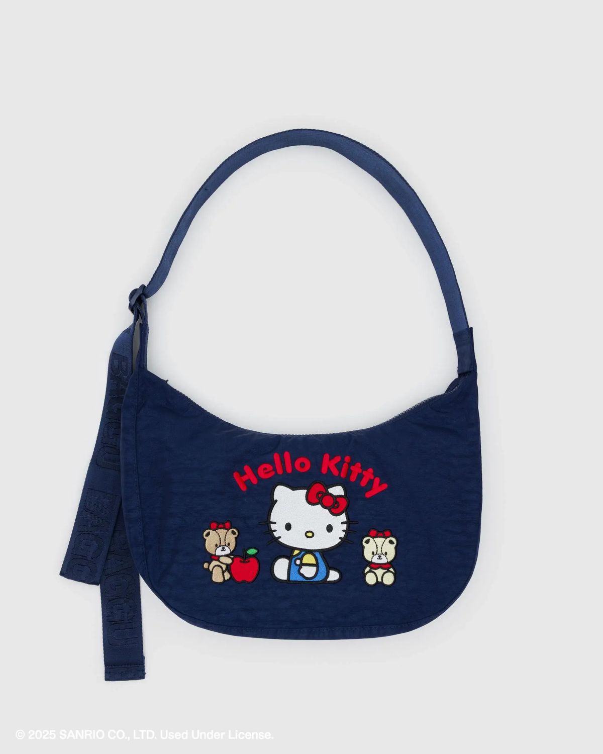 Baggu Medium Nylon Crescent Bag Embroidered Hello Kitty &amp; Teddy