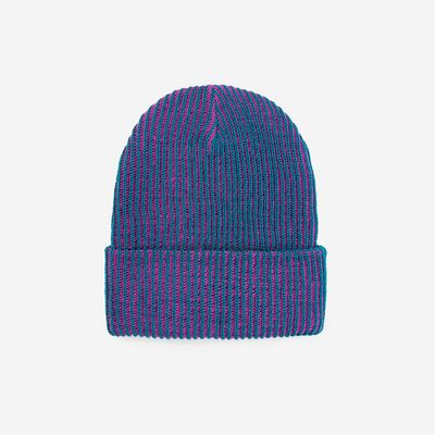Simple Rib Beanie Teal Magenta