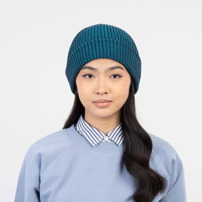 Simple Rib Beanie Navy Teal