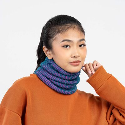 Simple Rib Snood Teal Magenta