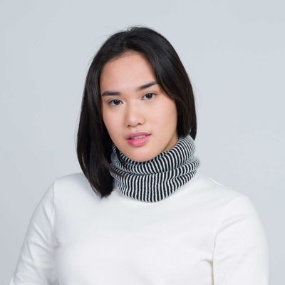 Simple Rib Snood Black White