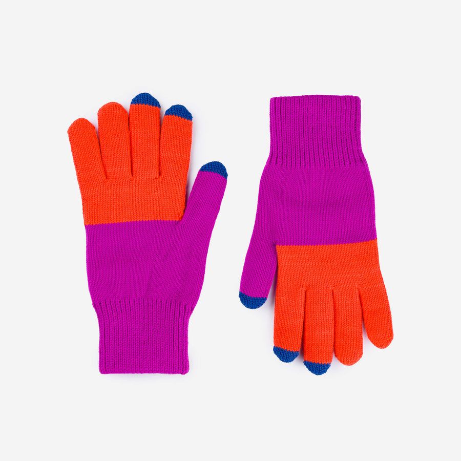 Colorblock Touchscreen Gloves Poppy Magenta