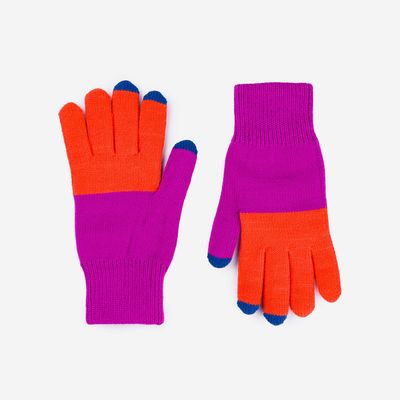 Colorblock Touchscreen Gloves Poppy Magenta