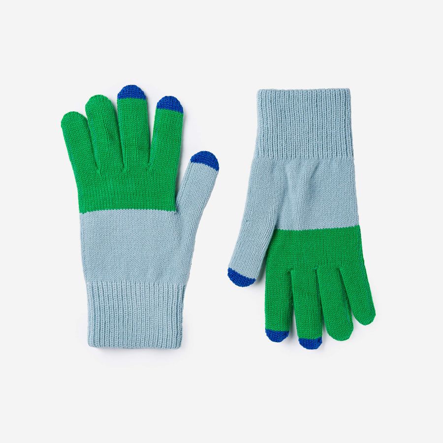 Colorblock Touchscreen Gloves Kelly Stone Blue 
