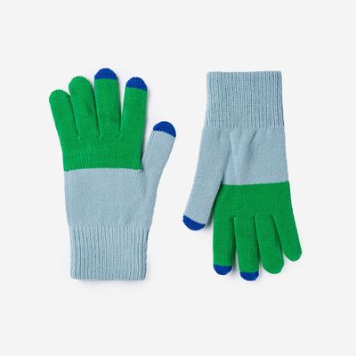 Colorblock Touchscreen Gloves Kelly Stone Blue 