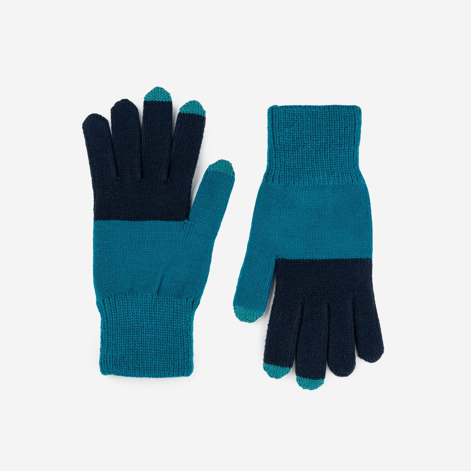 Colorblock Touchscreen Gloves Navy Teal