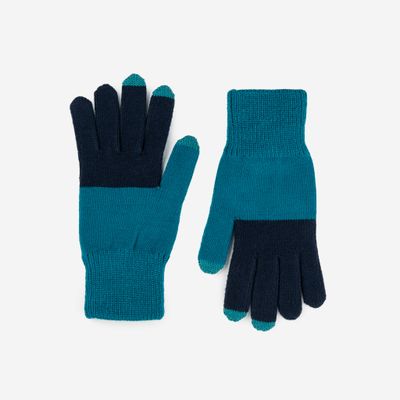 Colorblock Touchscreen Gloves Navy Teal
