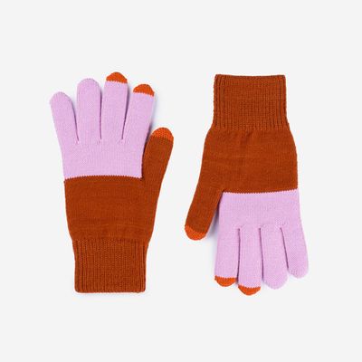 Colorblock Touchscreen Gloves Rust Lilac