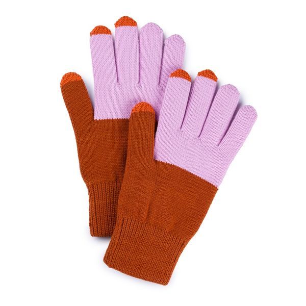 Colorblock Touchscreen Gloves Rust Lilac, Size: S/M