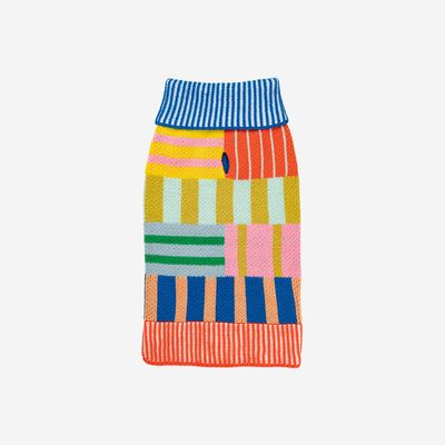 Patchwork Stripe Dog Sweater Rainbow