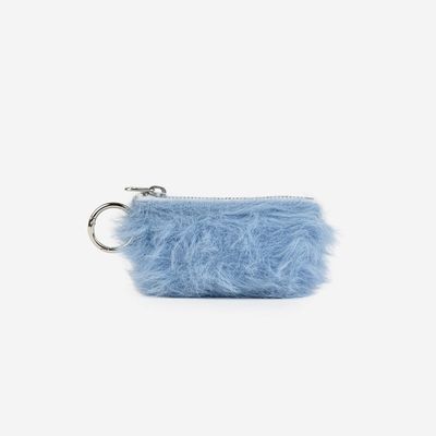 Faux Fur Pouch Bag Charm Perwinkle