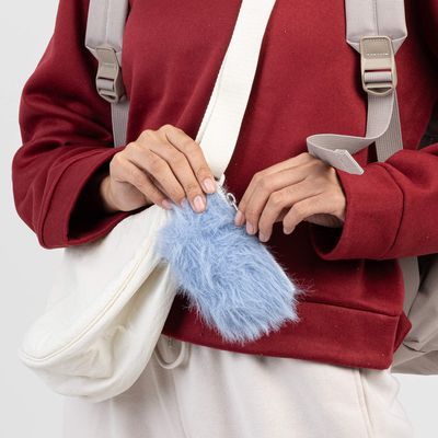 Faux Fur Pouch Bag Charm Perwinkle