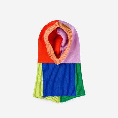 Mismatch Knit Hood Poppy Lilac