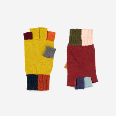 Mismatch Fingerless Gloves Desert