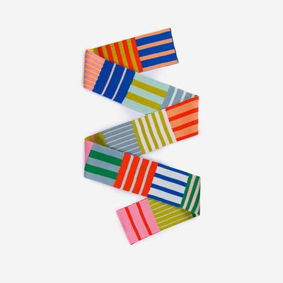 Patchwork Stripe Skinny Scarf Rainbow