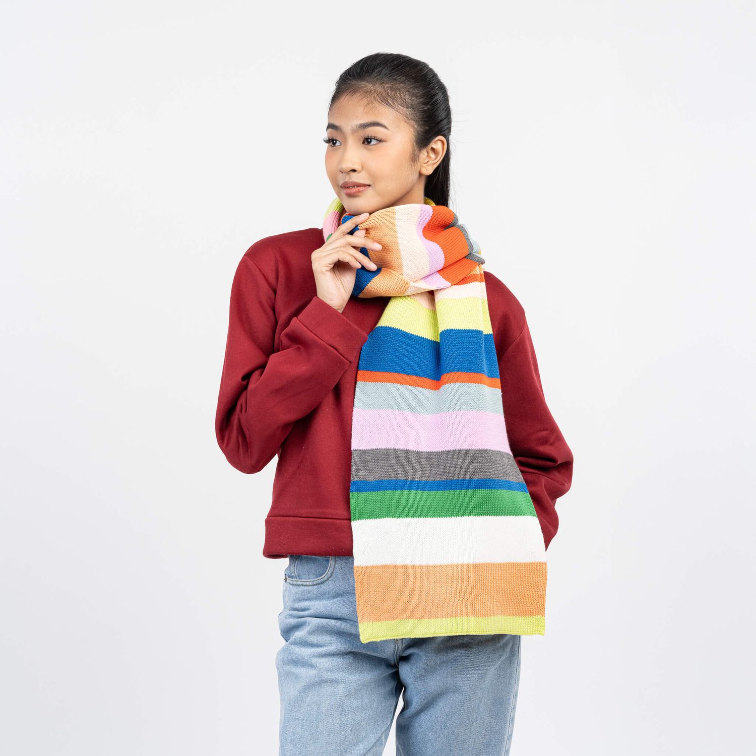 Multi Stripe Big Scarf Rainbow