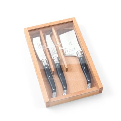 Laguiole 3 Piece Mini Cheese Utensil Set Black