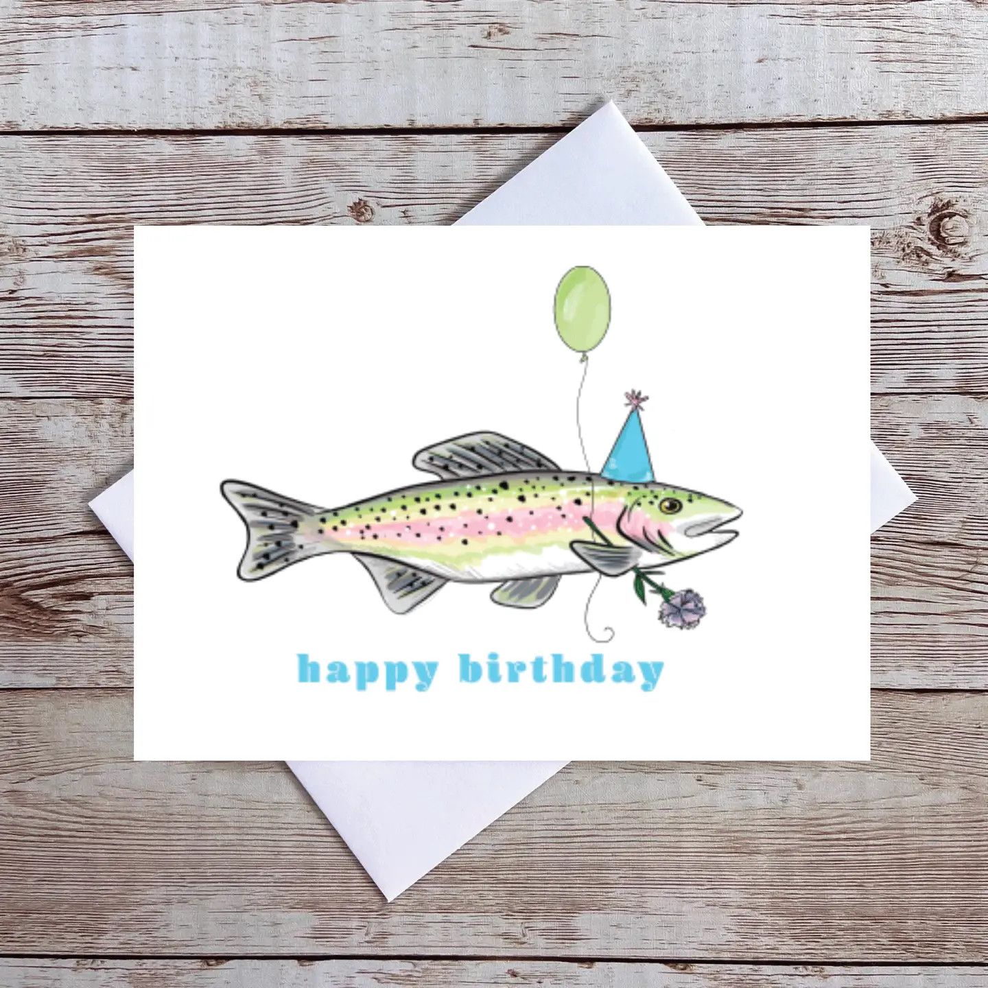 Rainbow Fish Illustrated Birthday Card
