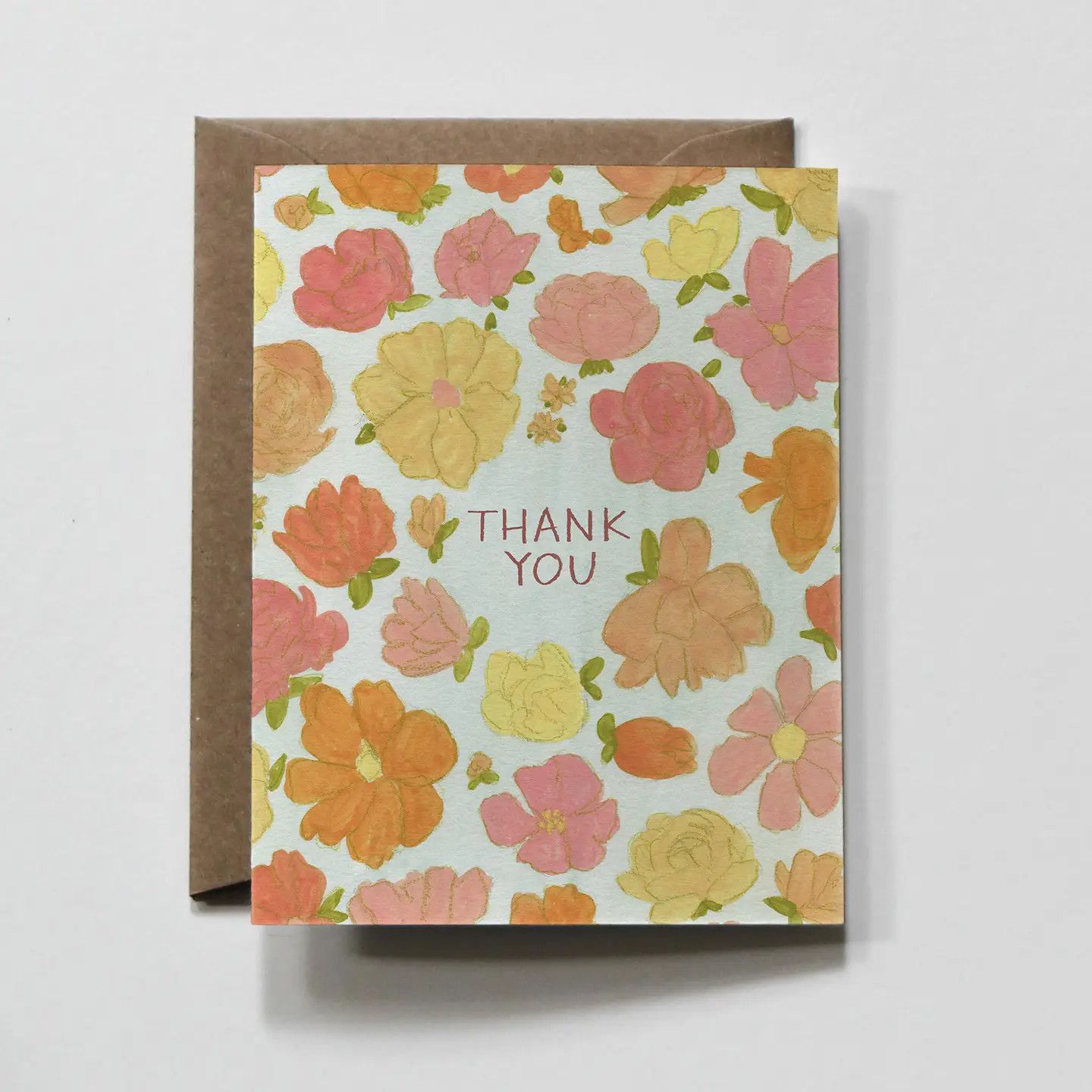 Thank You Floral | Blue Colorful Floral Thank You Card