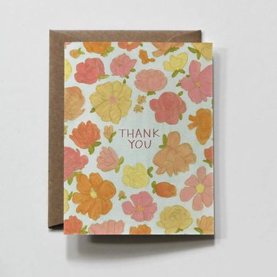 Thank You Floral | Blue Colorful Floral Thank You Card