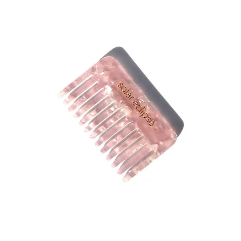 Pocket Size Wide Tooth Hair Comb Pink Marble