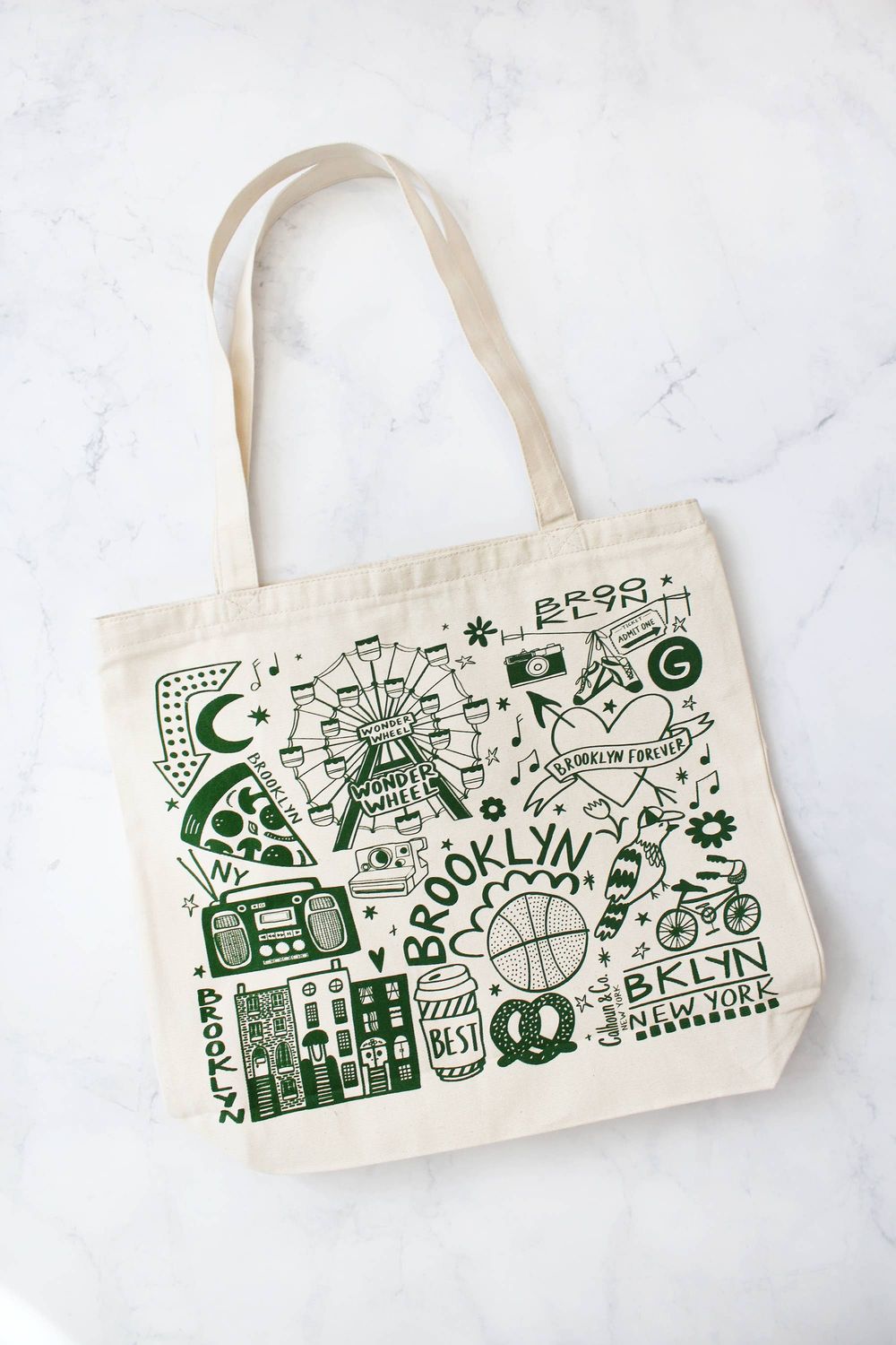 Brooklyn Canvas Tote Bag w/Zipper Green