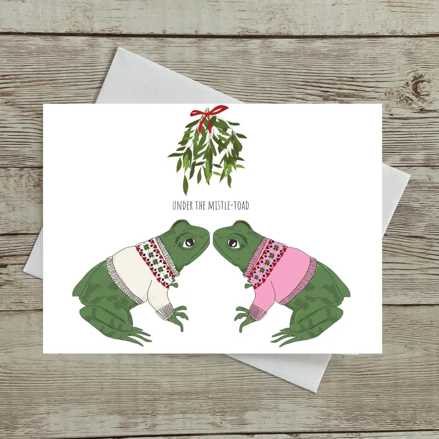 Mistletoe Toad Christmas Holiday Card