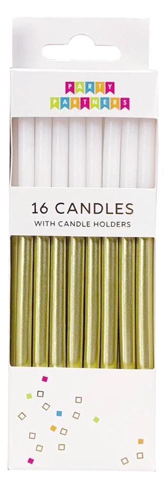 Gold Metallic Dip 16 Candle Set