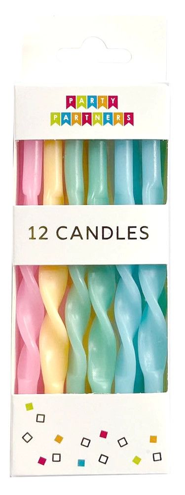 Twisted Pastel Rainbow 12 Candle Set