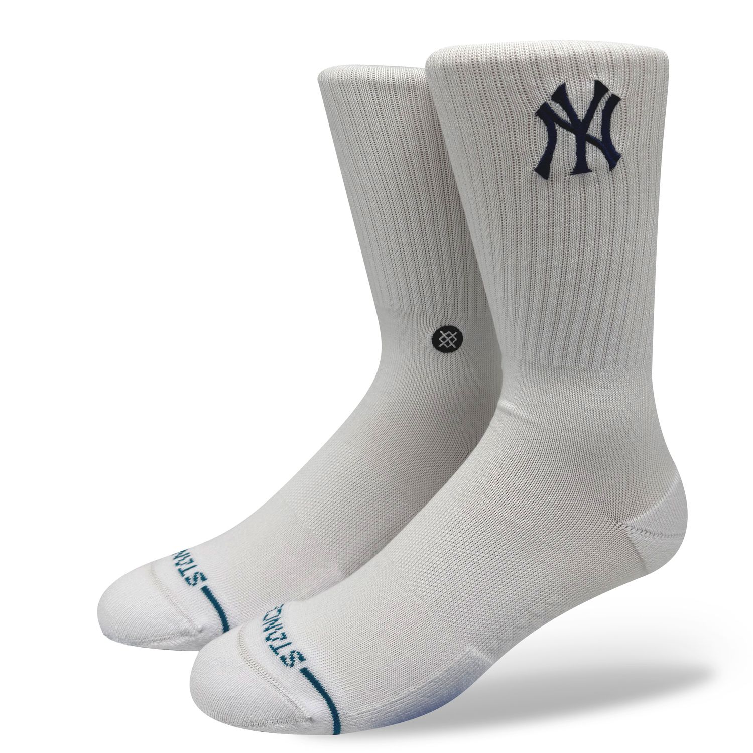 NYY Crest White Socks
