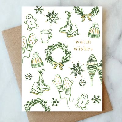 Snowflakes and Skates Holiday Card