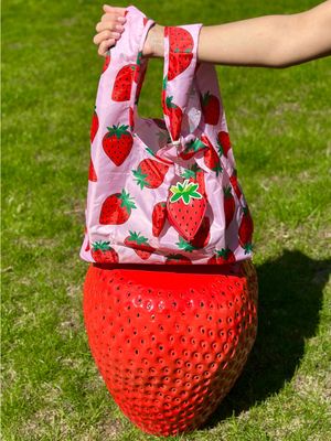 2-in-1 Bag Charm &amp; Reusable Bag Ripe Strawberry