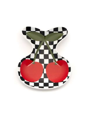 Ceramic Trinket Tray Checkered &amp; Cherries
