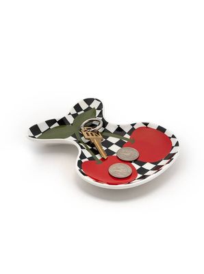 Ceramic Trinket Tray Checkered &amp; Cherries