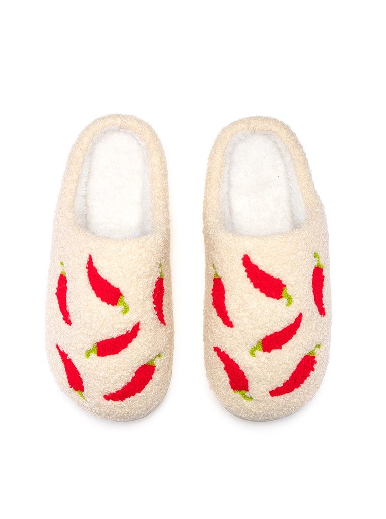 Slippers Spicy Chili Peppers Off-White