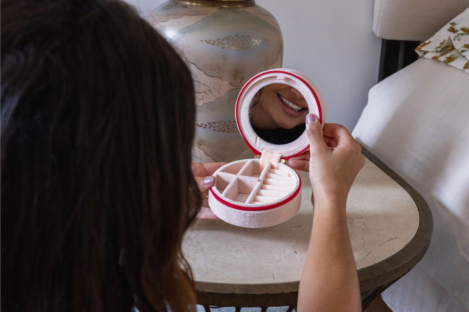 Velvet Jewelry Case Cherries Cream