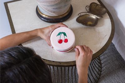 Velvet Jewelry Case Cherries Cream
