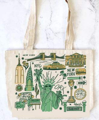 New York City Lady Liberty Nyc Canvas Tote Bag with Zipper