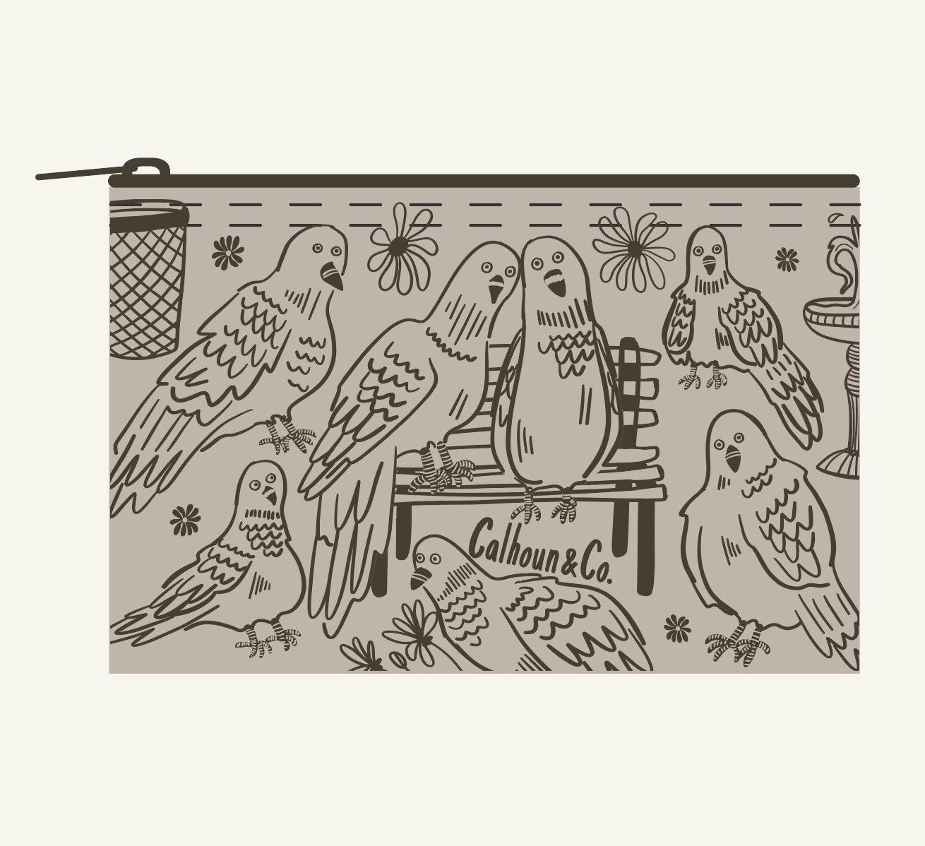 Park Pigeons Zipper Pouch