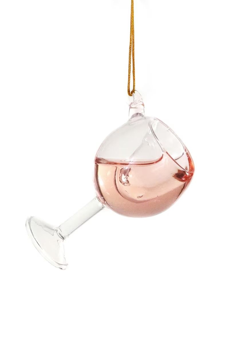 Rose Glass Of Wine Ornament