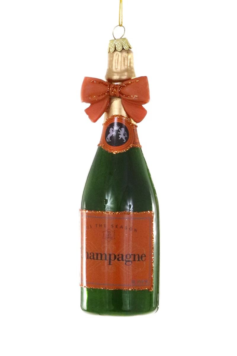 Champagne With Bow Orange Ornament