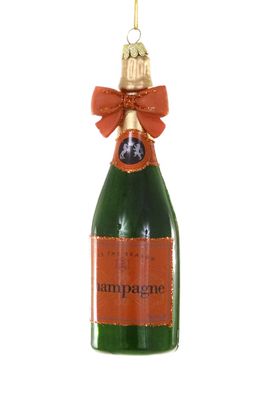 Champagne With Bow Orange Ornament