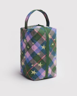 Baggu Dopp Kit Green Star Plaid